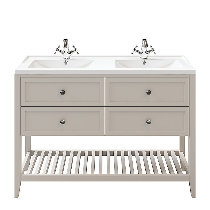 Meuble sous vasque à poser 4 tiroirs GoodHome Perma taupe 120 cm