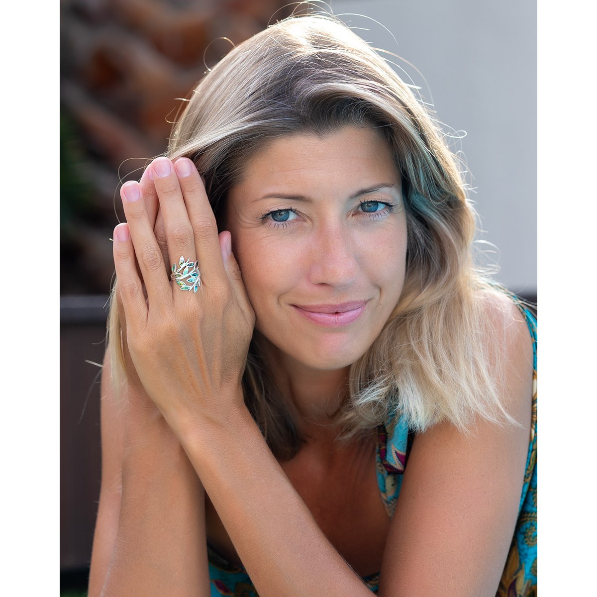 Bague en Argent avec Nacre Abalone Forme Pétales | Aden Boutique