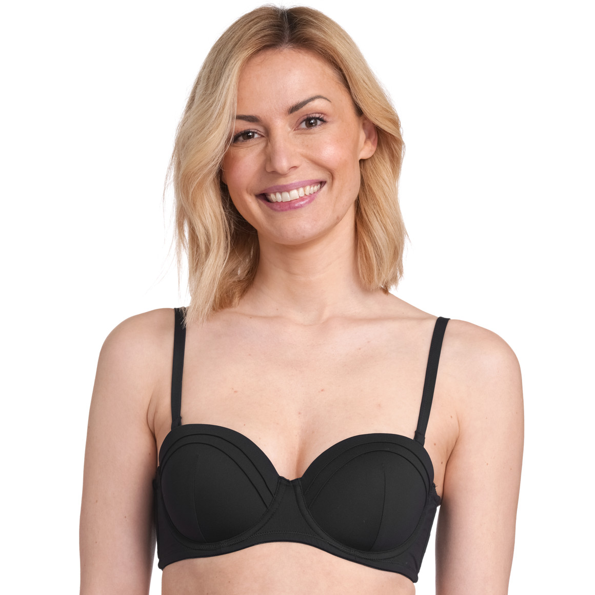 Gina Benotti Damen Bikinioberteil mit Biesen schwarz