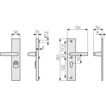 Abus veiligheidsbeslag LSZS 55 mm F1 met doorlopende deurkruk SKG***
