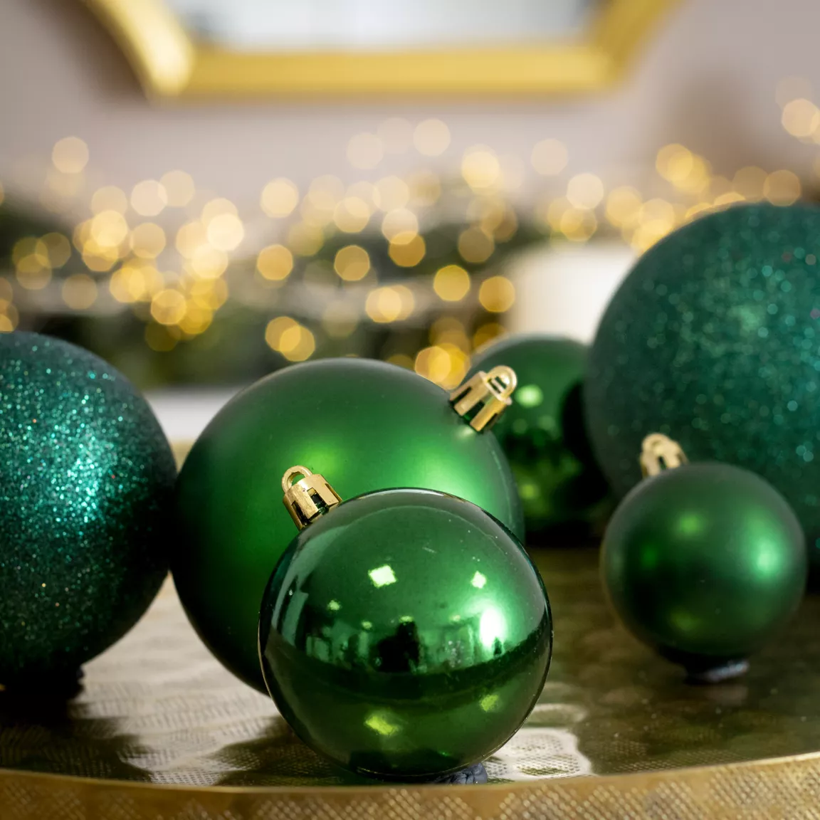 Lot de 30 boules de Noël assorties New Alpine Vert sapin