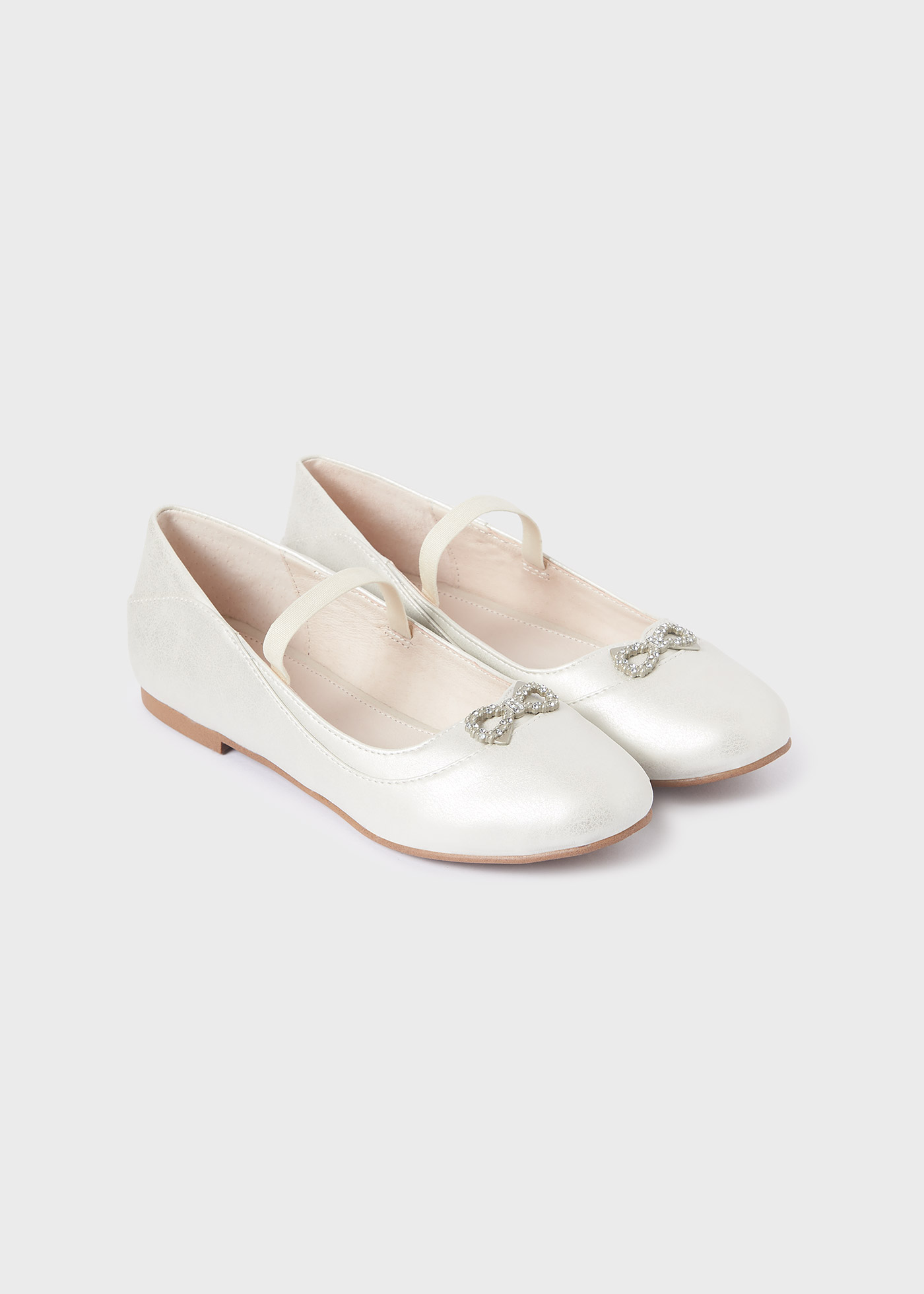 Sapatilhas de bailarina com laço de strass para meninas