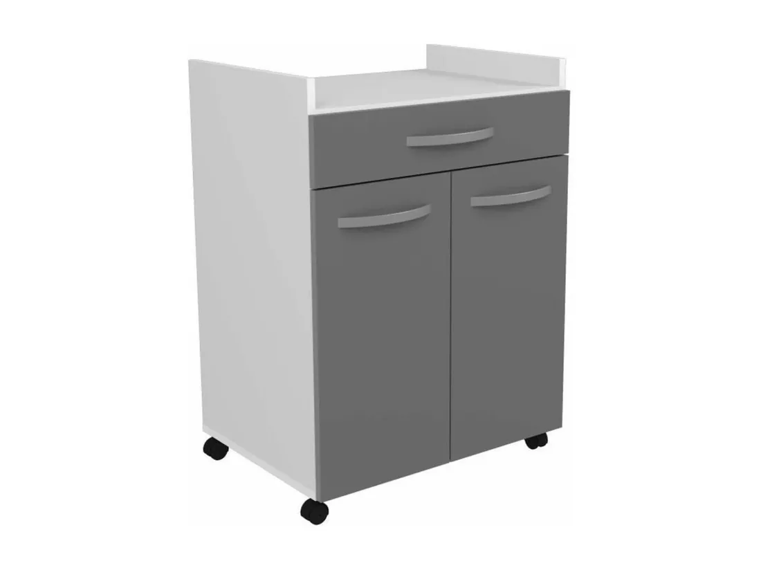 Desserte de 60 cm - 1 Tiroir et 1 Porte - 60 x 44 x 81 cm - Coloris Gris brillant