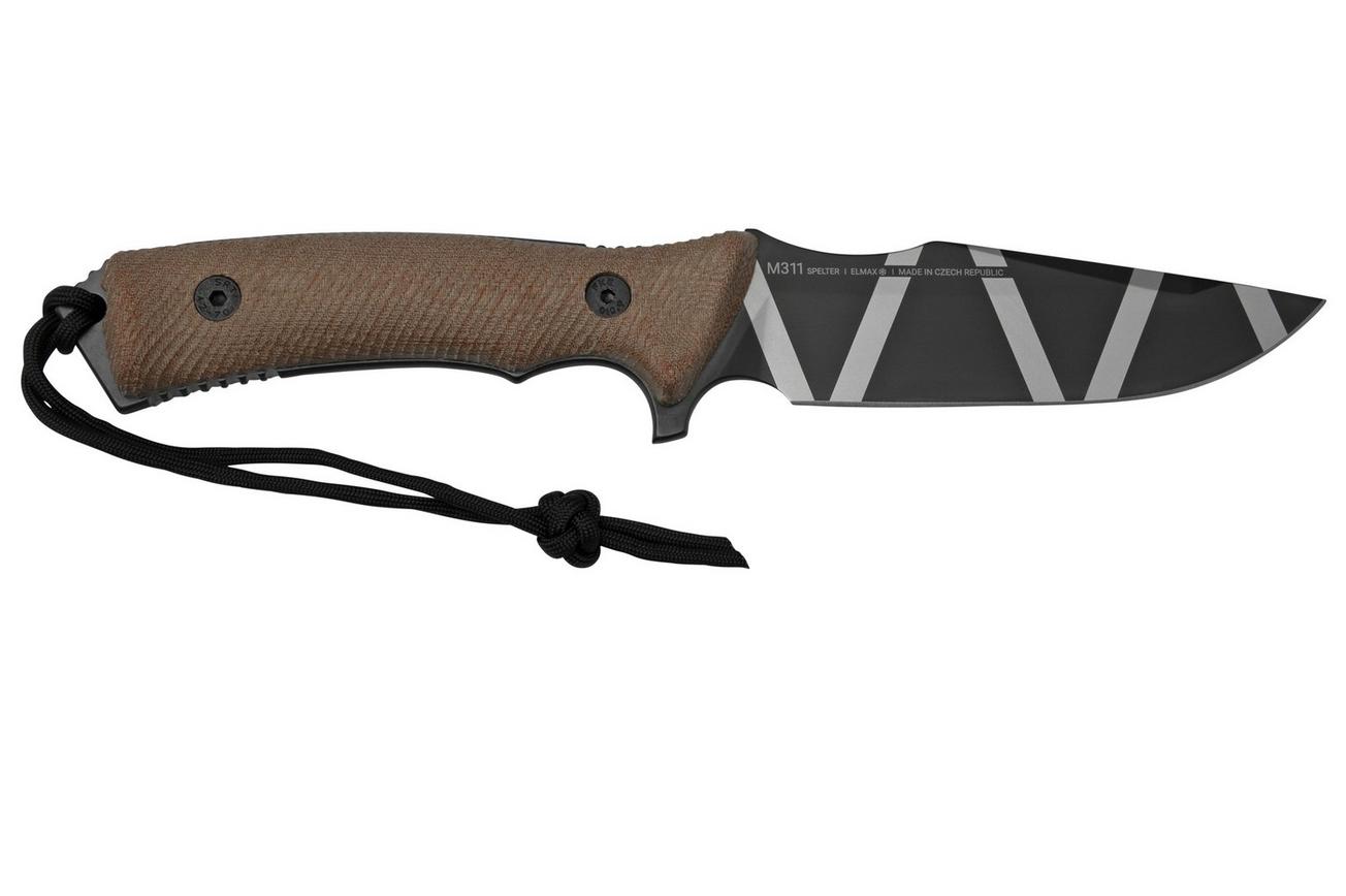 ANV Knives M311 SPELTER DLC Camo Elmax, Coyote Micarta Handle, Black Kydex Sheath, survivalmes