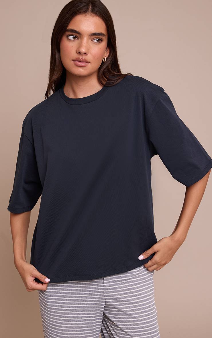Bleu Marine T-shirt Oversize Coupe Boxy