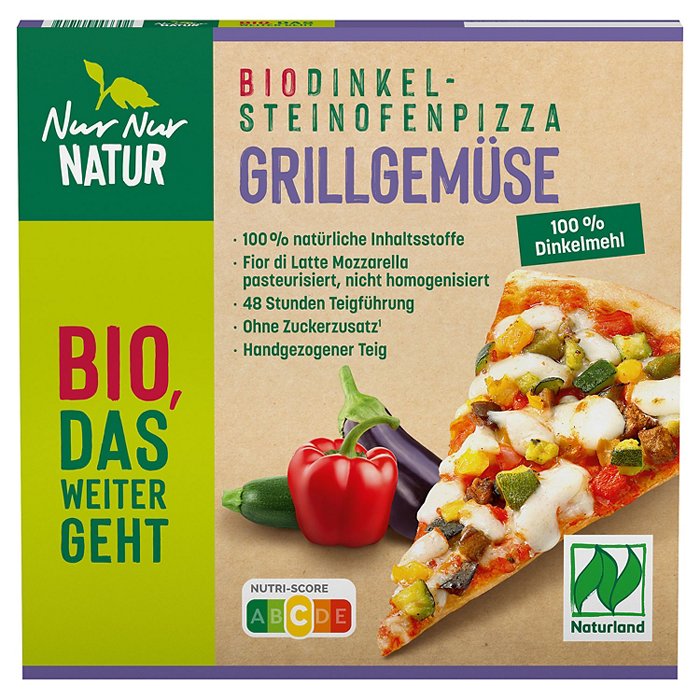 NUR NUR NATUR Bio-Dinkelpizza 330 g, Grillgemüse