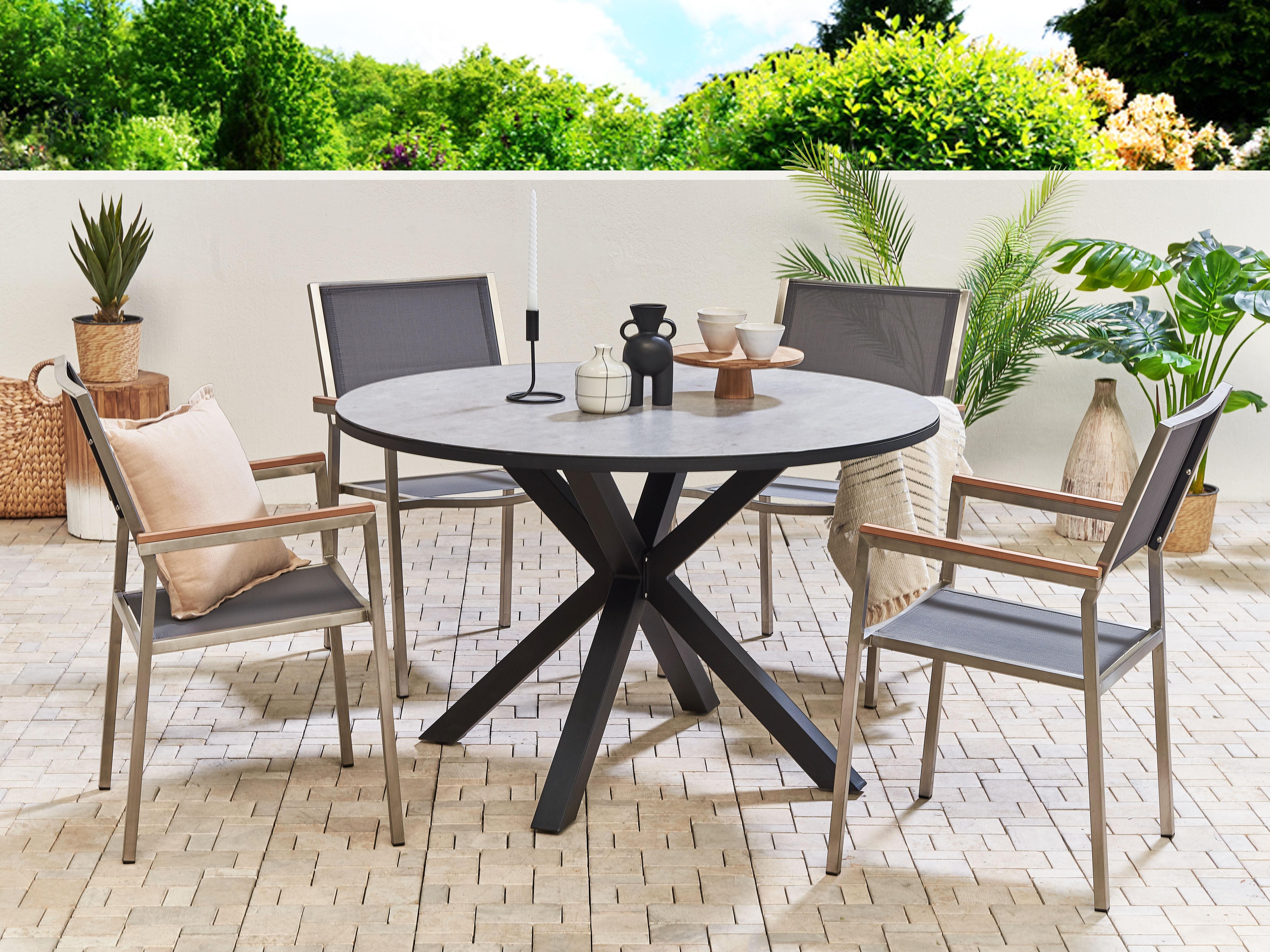 Tuin eettafel MALETTO 120 cm 120 cm Glas Grijs