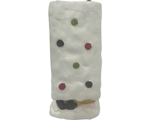 Decoratieve lantaarn, huisvorm, Lafiora mineraalsteen, 24 x 16 x 33,5 cm, bruin