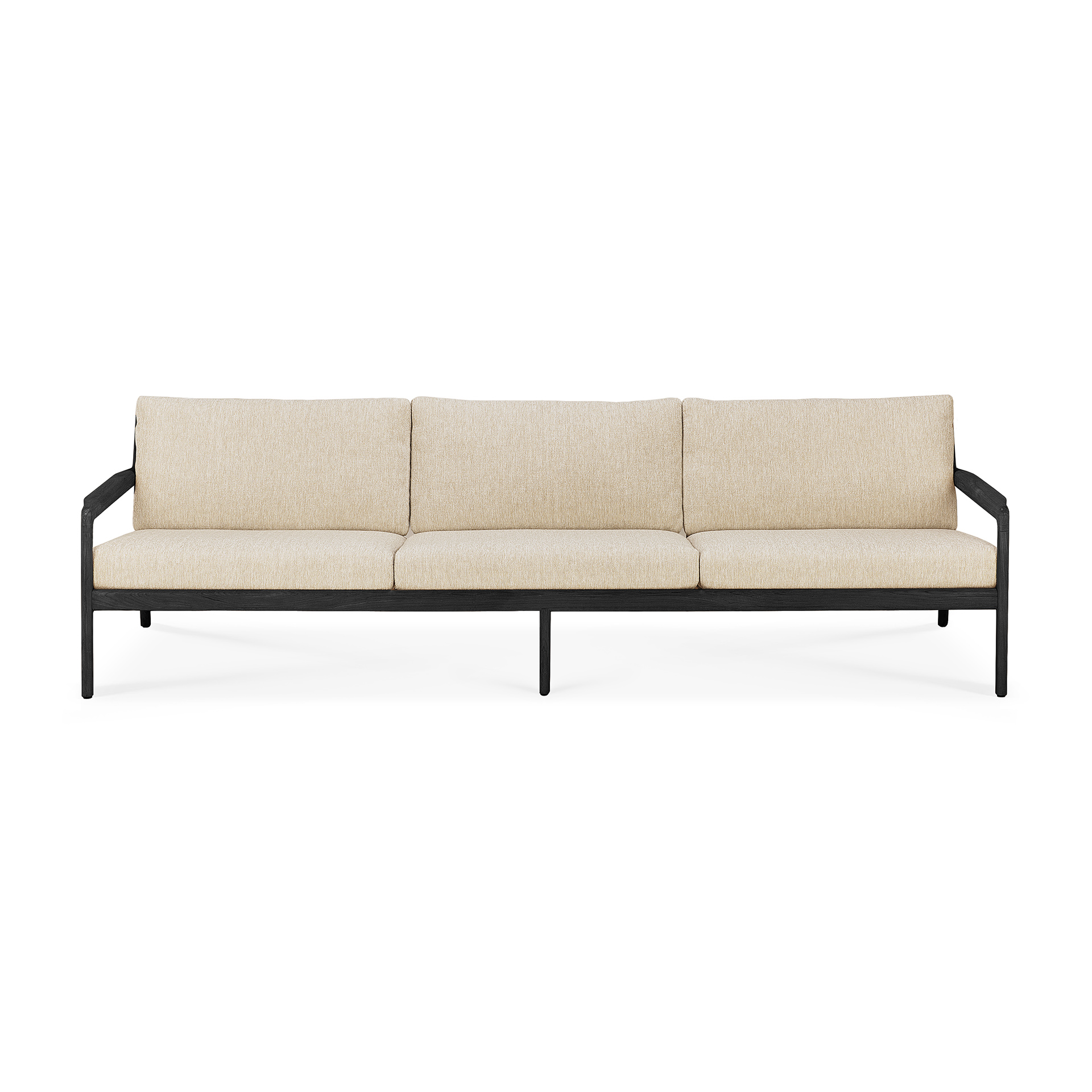 Teak Jack sofa 265cm - zwart - compleet - naturel kussen