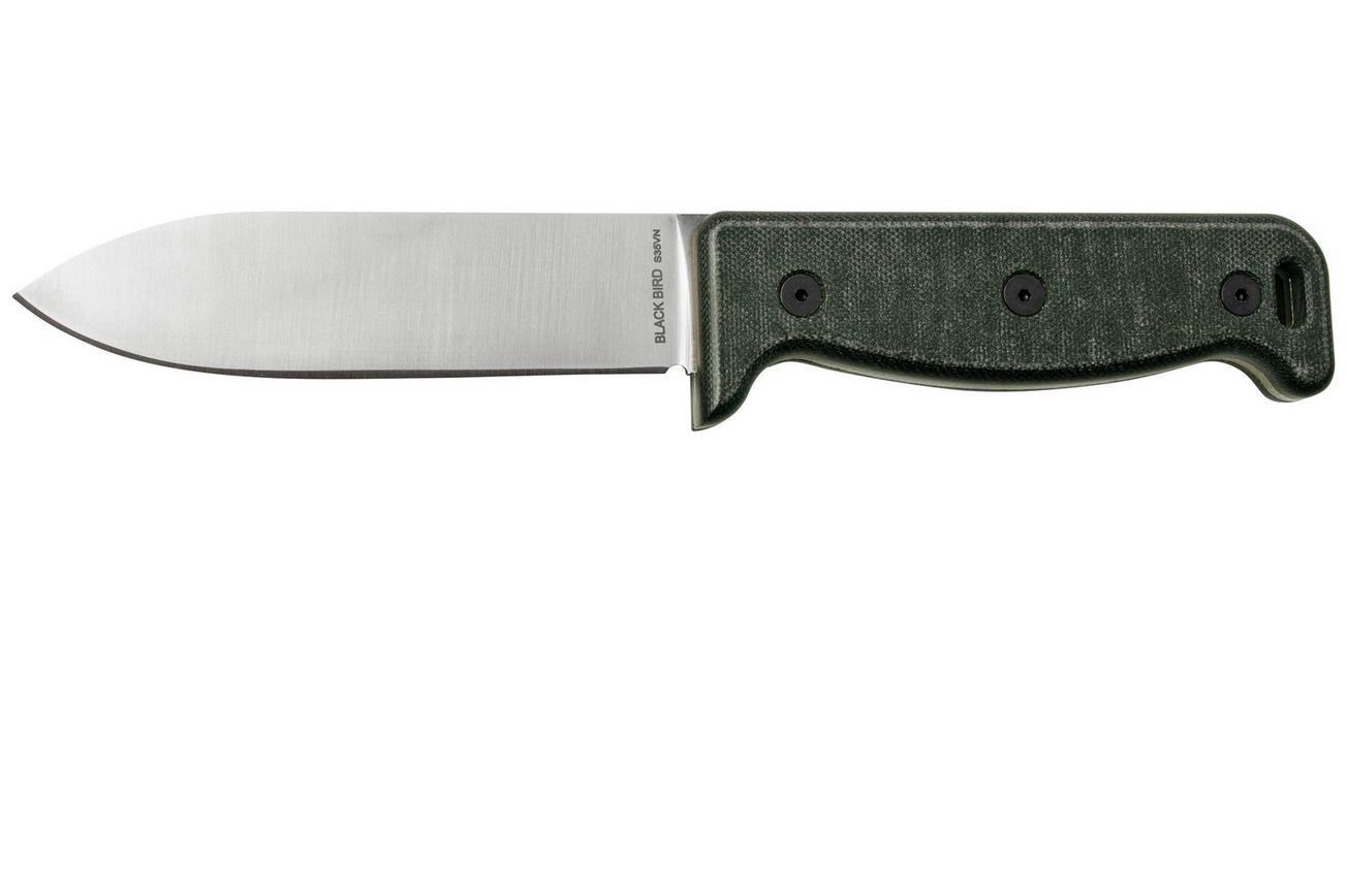 Ontario OKC Black Bird 7503, Satin S35VN, Black Micarta survivalmes, Paul Scheiter design