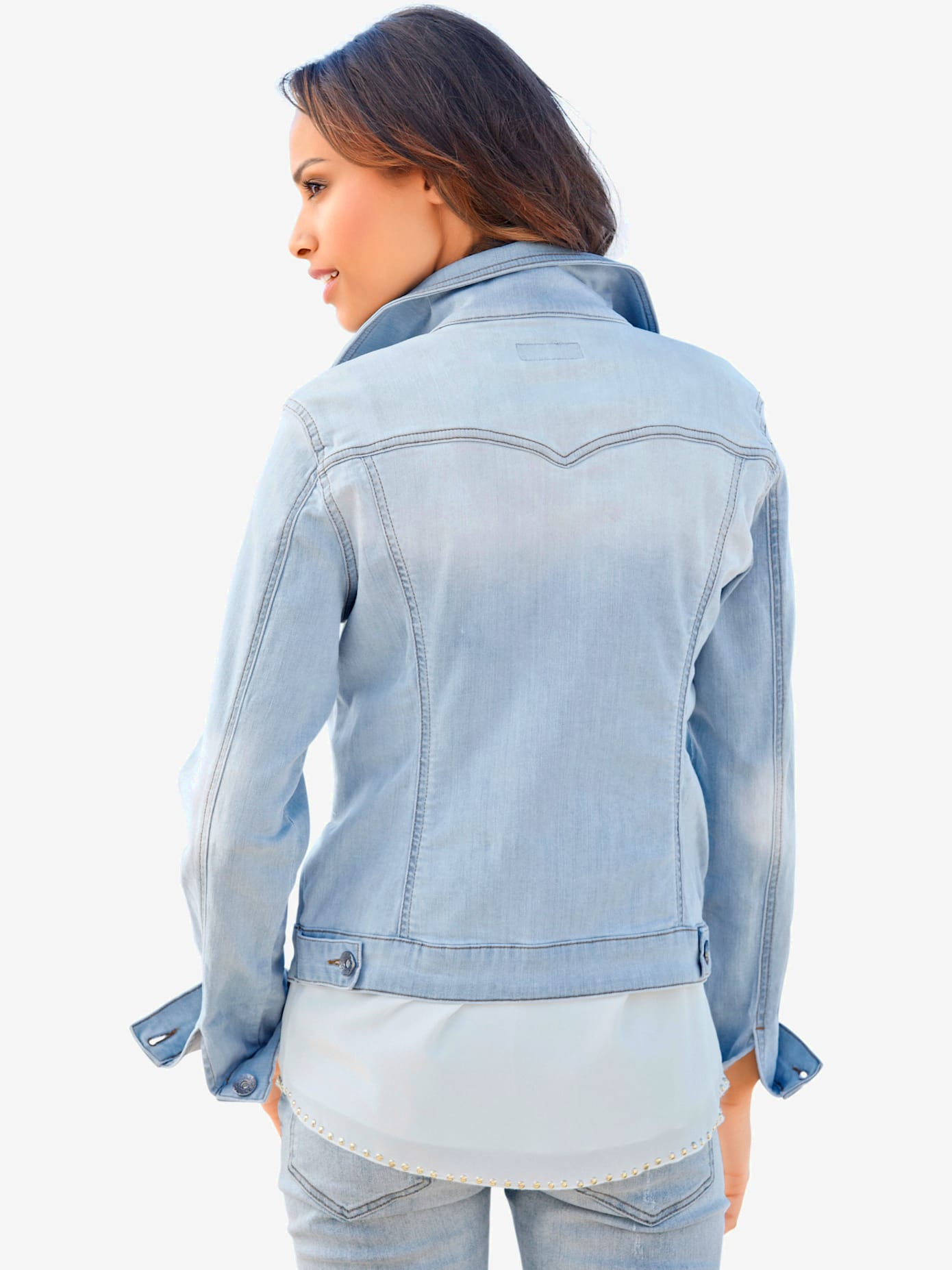 Veste en jean effet délavé et usé