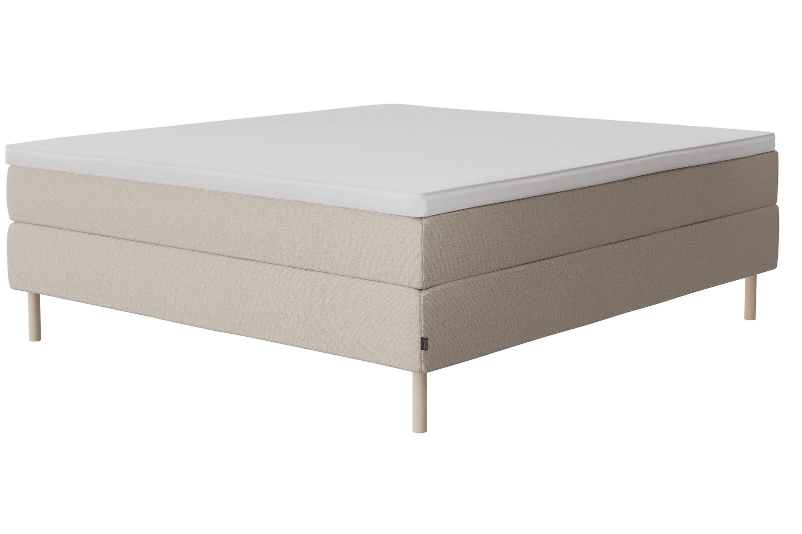 Glow kontinentalseng Tekstil 292 Natur, fast/fast, seamless, Sleep I overmadrass og runde slanke 18 cm hvitvasket ben + støtteben