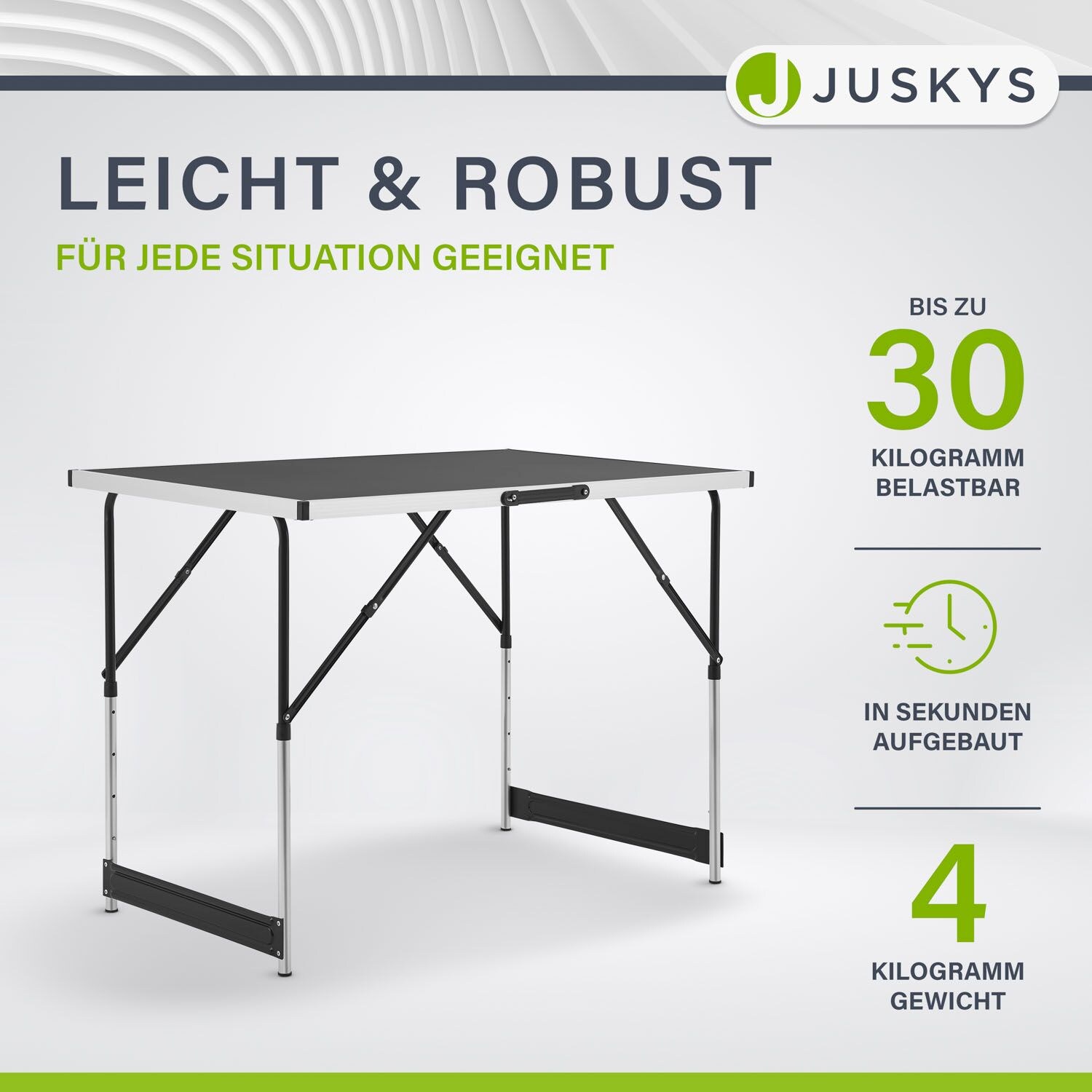 Juskys Multifunktionstisch 3 teilig klappbar - Alu Klapptisch 100x60 cm Campingtisch - Tisch Schwarz