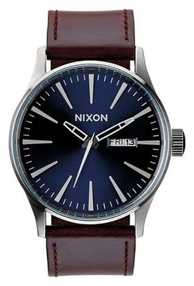 Montre Nixon Sentry Leather - Blue / Brown