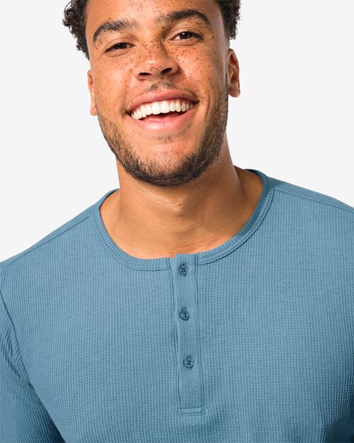 pyjama homme flanelle et gaufre  bleu moyen