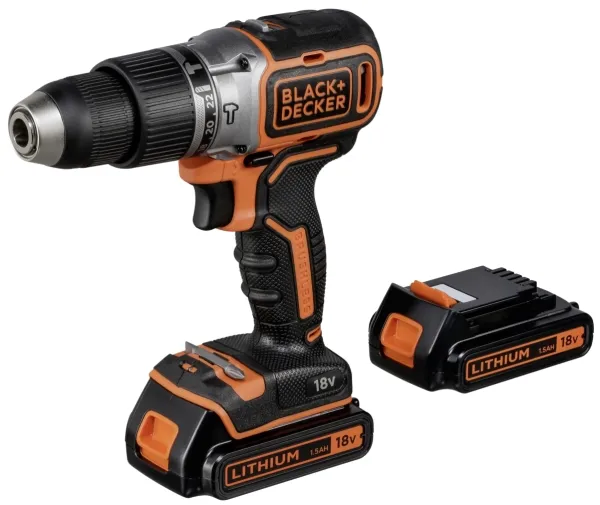 BLACK DECKER BL188KB - Hammerbor - ledningfri - 2-hastigheders - one-piece - 52 N·m - 2 batterier - 18 V
