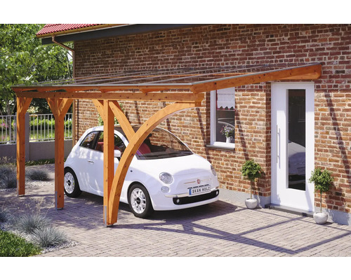 SKAN HOLZ Eifel enkele carport inclusief 1 inrijboog, paalankers 300 x 541 cm licht eiken