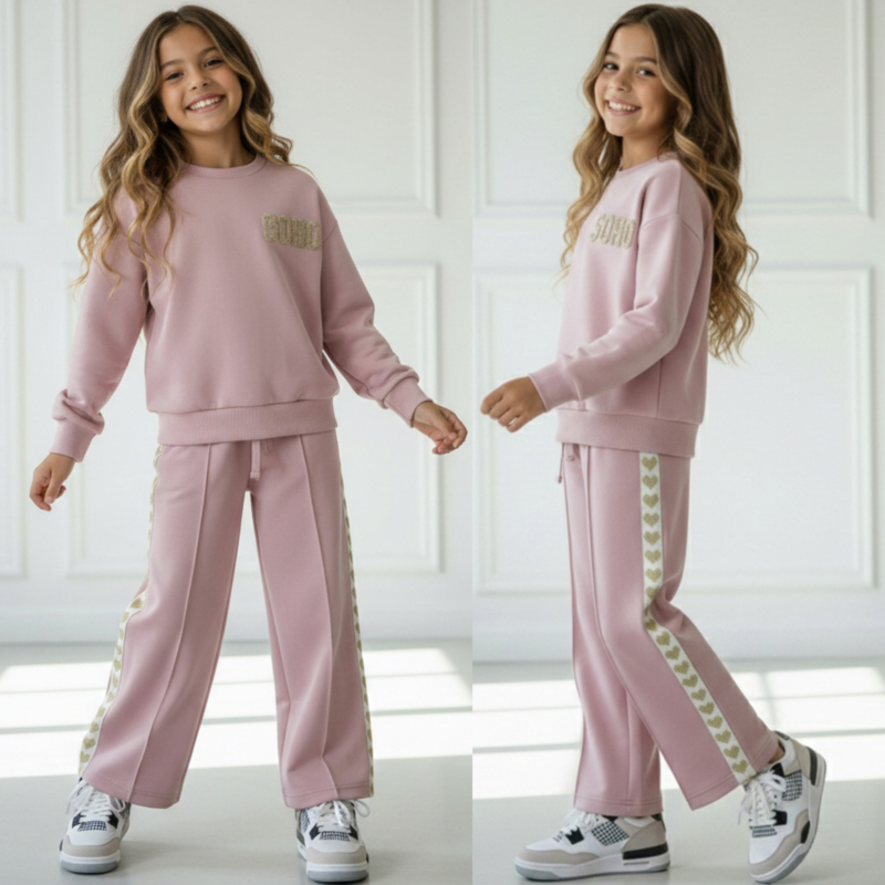 Uni Stripe hearts only soho set - oud roze (verzenddatum 27 feb)