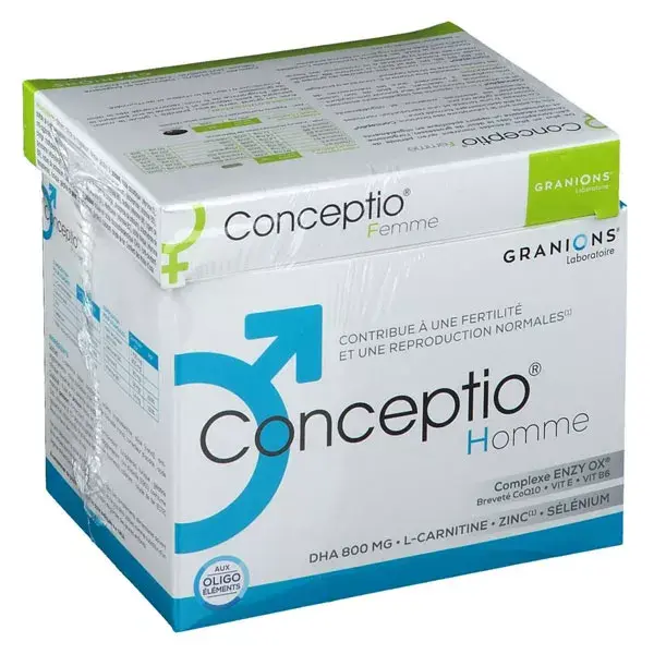 Kit de Fertilidade Granions Conceptio para Casais: Homens 90 cápsulas e 30 sachês + Mulheres 30 cápsulas e 30 sachês