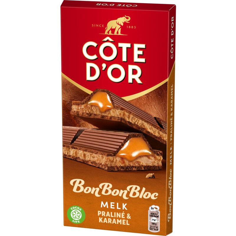 Côte d'Or BonBonBloc chocoladereep praliné karamel