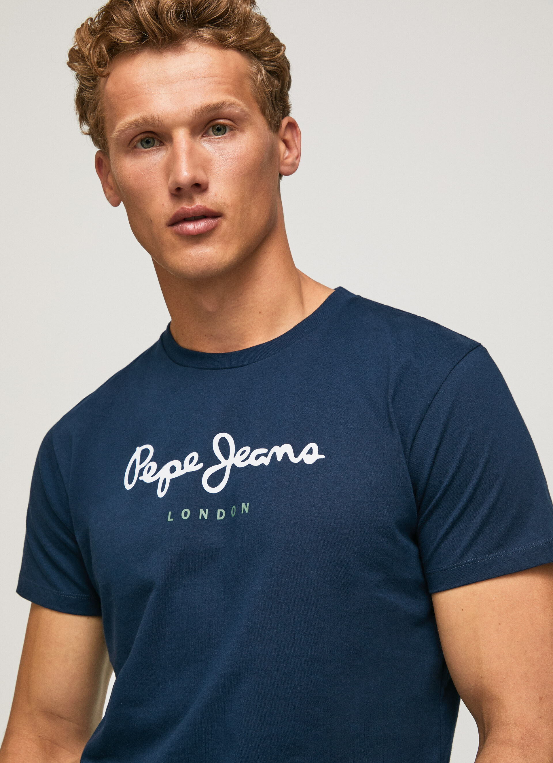 Camiseta de algodão com logotipo estampado - azul marinho