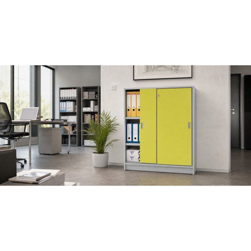 Armoire Harmonie H 100 x L 90 x P 44 cm corps aluminium portes coulissantes couleur
