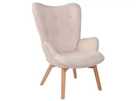Fauteuil - Tissu & Bois - Crème - Durham