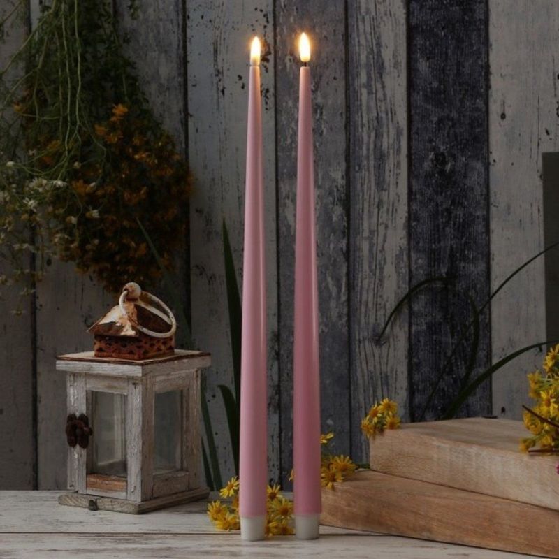 Deluxe Homeart - Led Dinerkaars licht roze 2.2 x 38 cm (2 stuks)