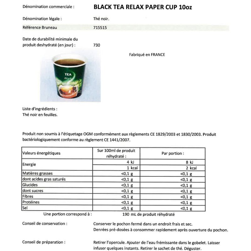 Gobelet pré-dosé Papercup Black Tea