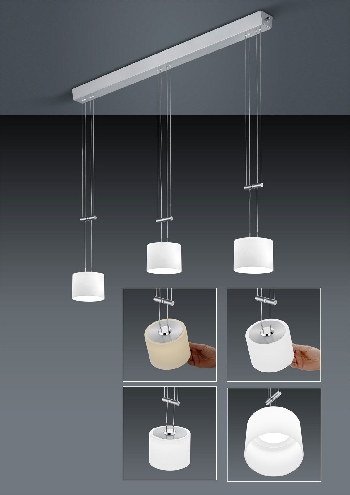 BANKAMP LED Balkenpendel GRAZIA Z 3-flg nickelfarbig