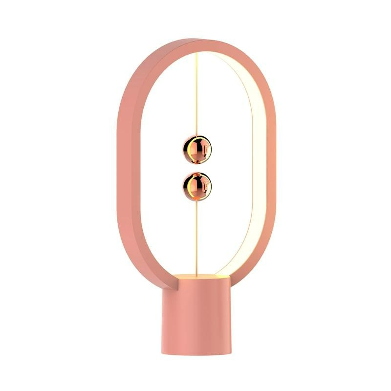 (25x14cm) LED Balance Nachttischlampe USB Home Deko Beleuchtung Magnetische Ellipse - Rosa