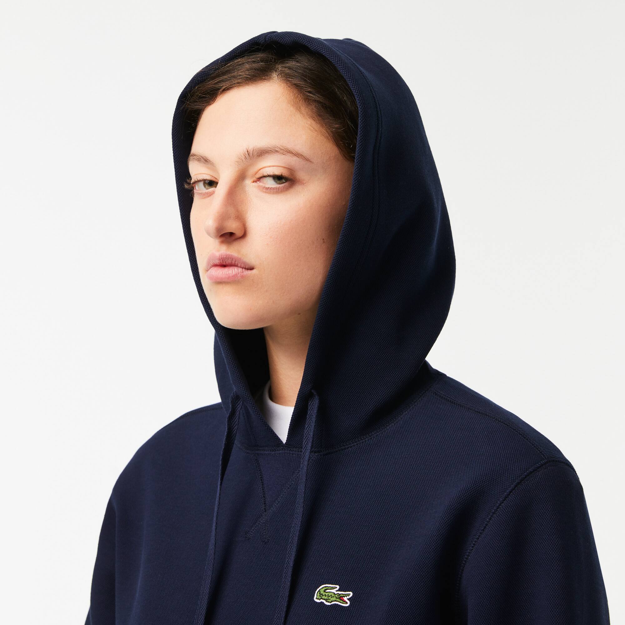 Sweatshirt à capuche Jogger loose fit en piqué double face Sweatshirts - Bleu - Lacoste - Femme