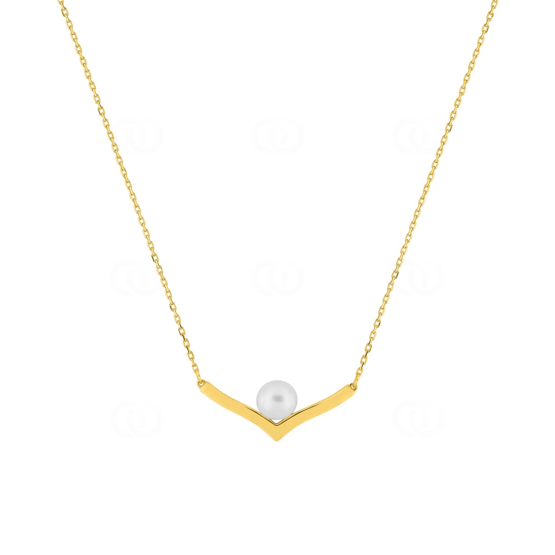 Collier 375/9 K Gelbgold mit Süsswasserzuchtperle 5.0mm