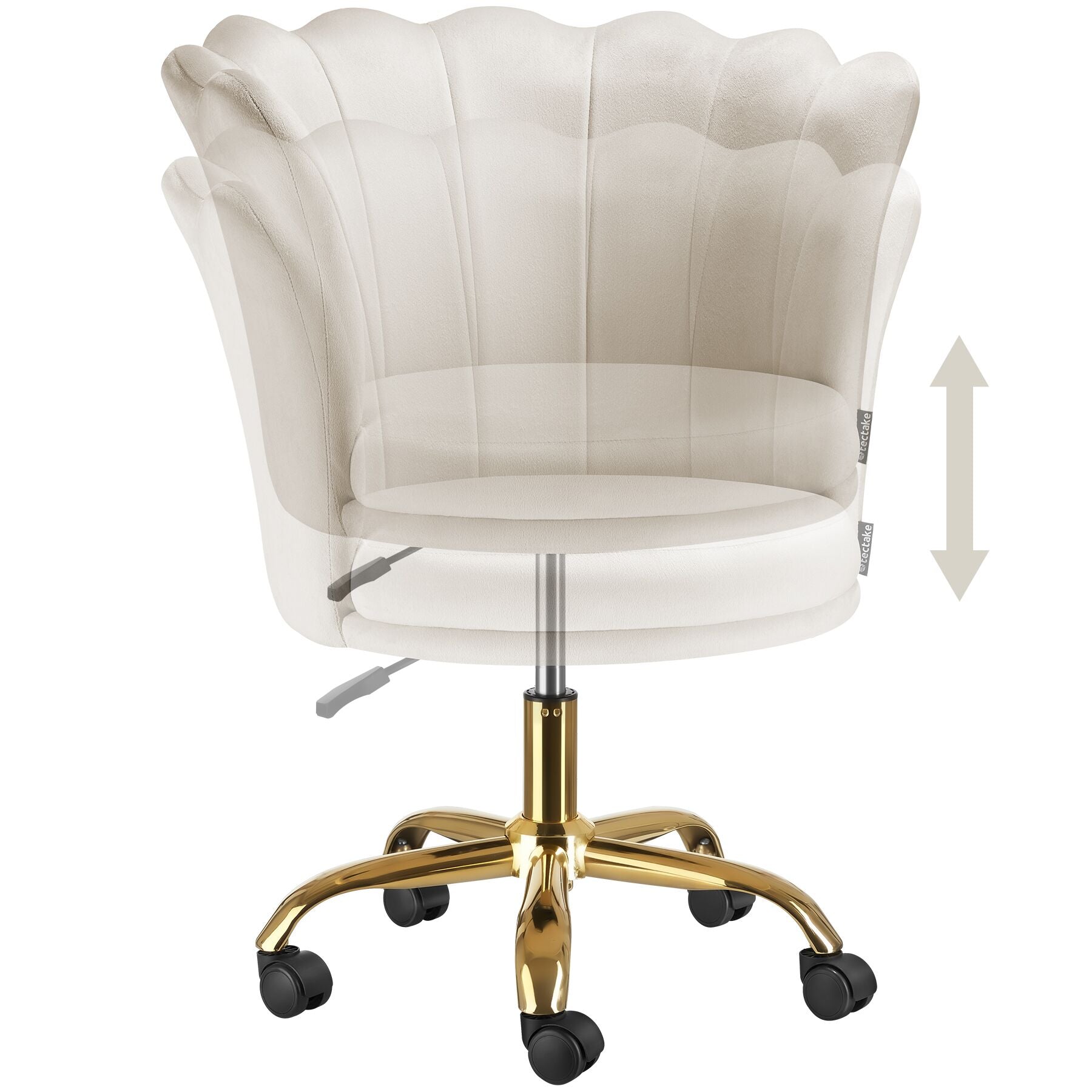 tectakeÂ® Bureaustoel Stella fluweel, gestoffeerd, dubbele wielen