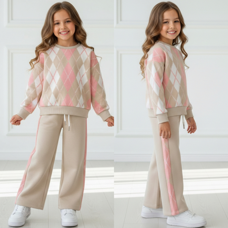 Cozy argyle set - beige
