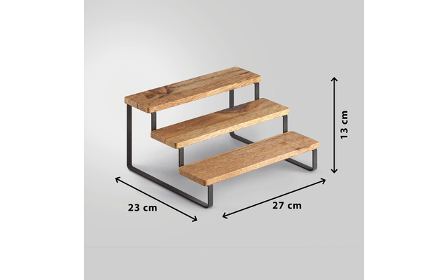 Metaltex York LAVA Gewürzregal 3 Stufen Treppen Design aus Akazienholz 27 x 23 x 13 cm