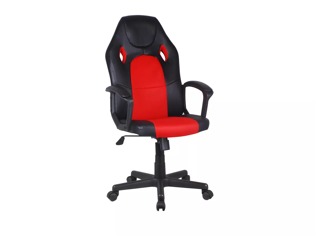 Fauteuil gaming rouge et noir en simili avec assise réglable - GLITCH