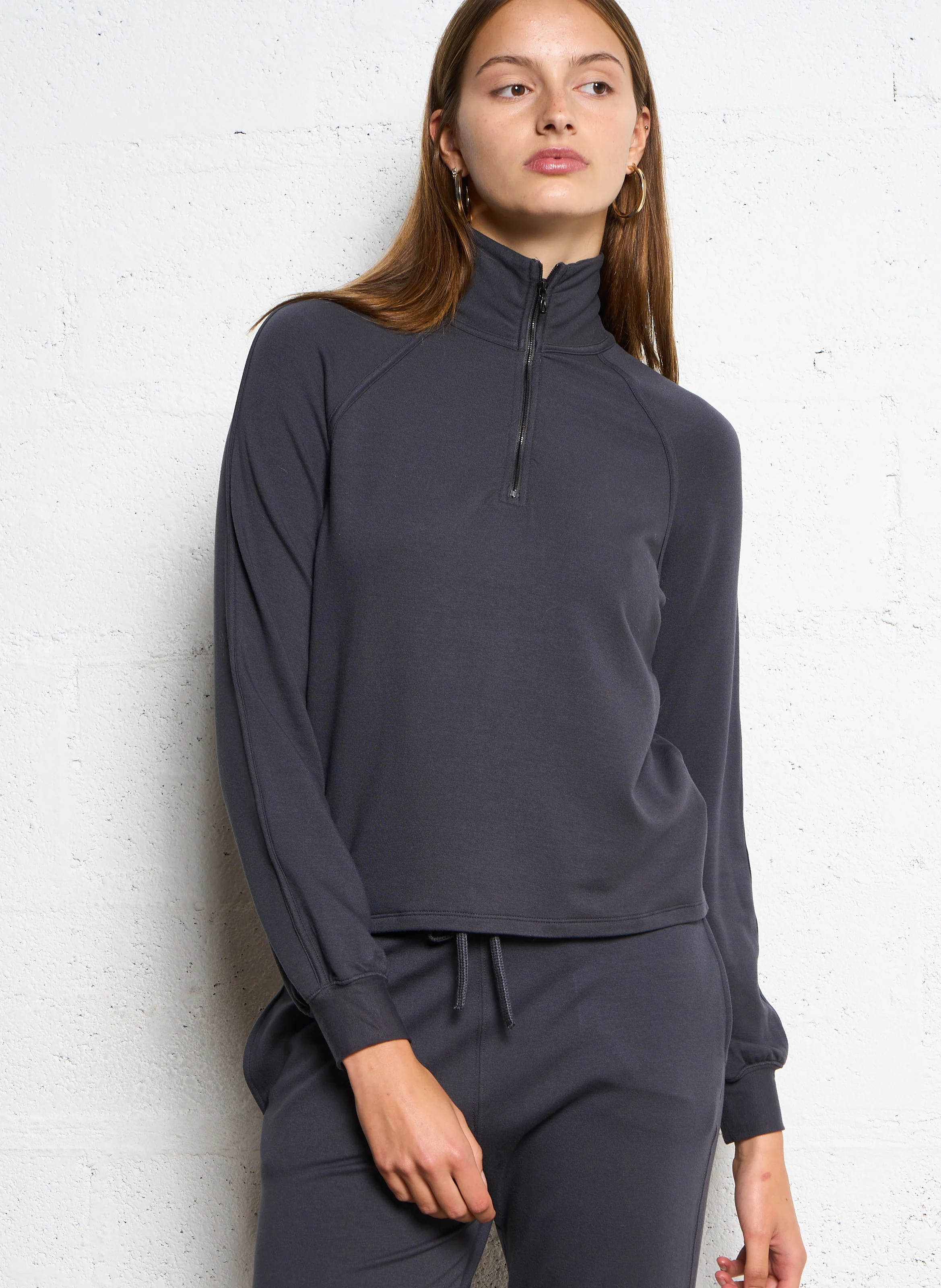 Sweat droit col montant| Gris