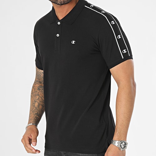 Polo Manches Courtes A Bandes 218758 Noir