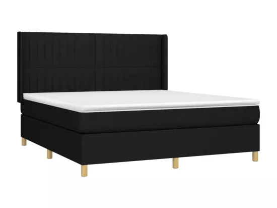 Sommier tapissier avec matelas et LED Noir 160x200 cm Tissu