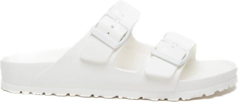 Birkenstock Witte Rubberen Slipper Dubbele Gespsluiting White