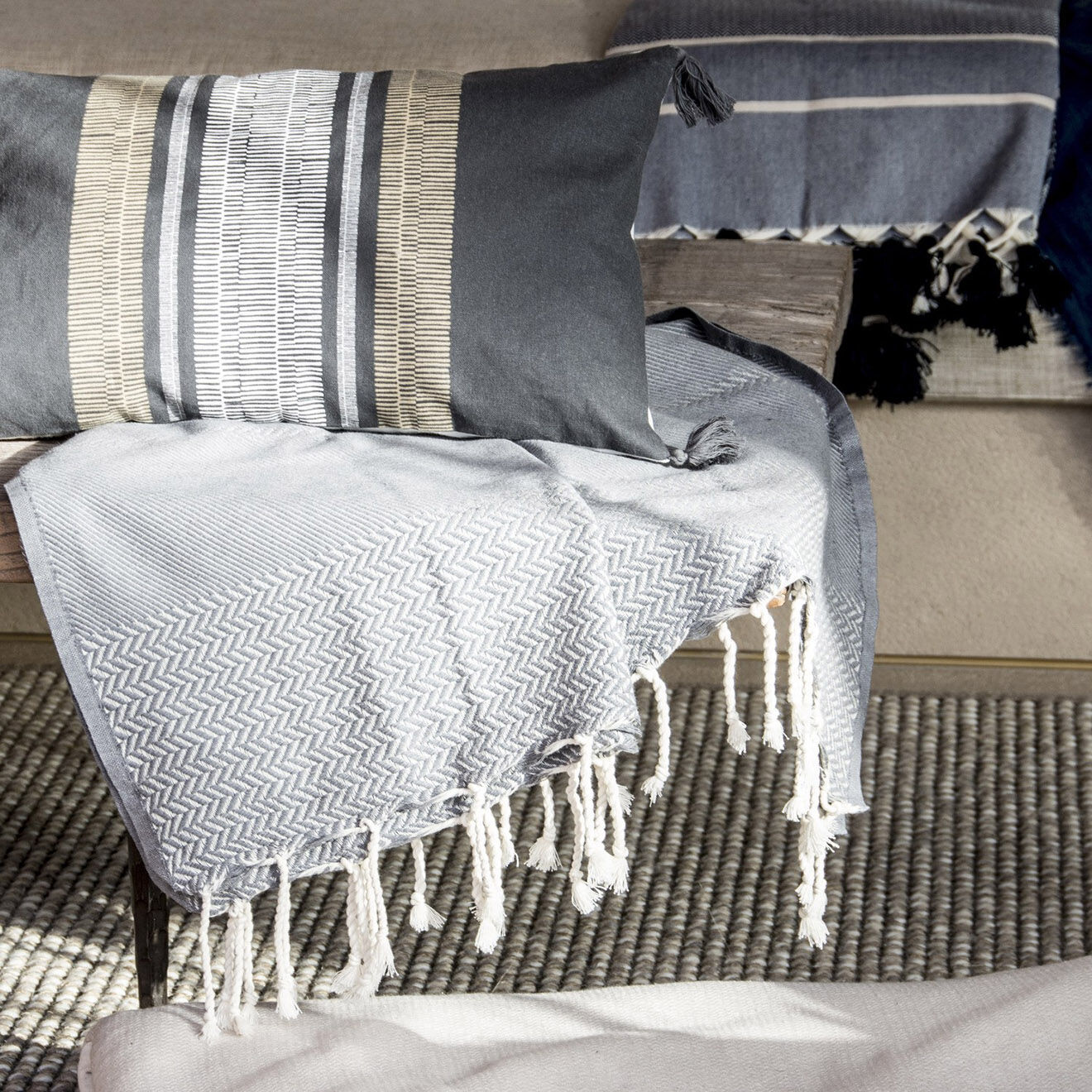 Febronie Housse de coussin Gracia ardoise - 50x30 cm