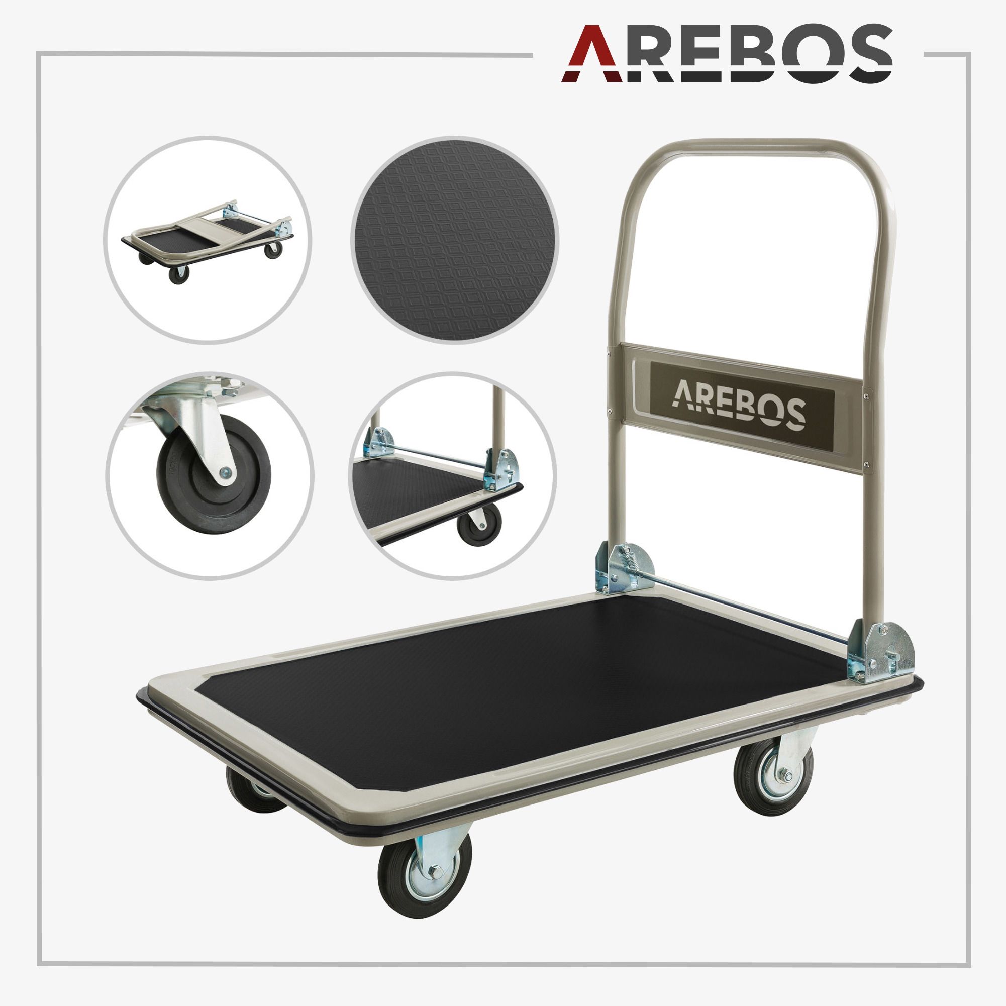 Plattformwagen 300kg schwarz-creme