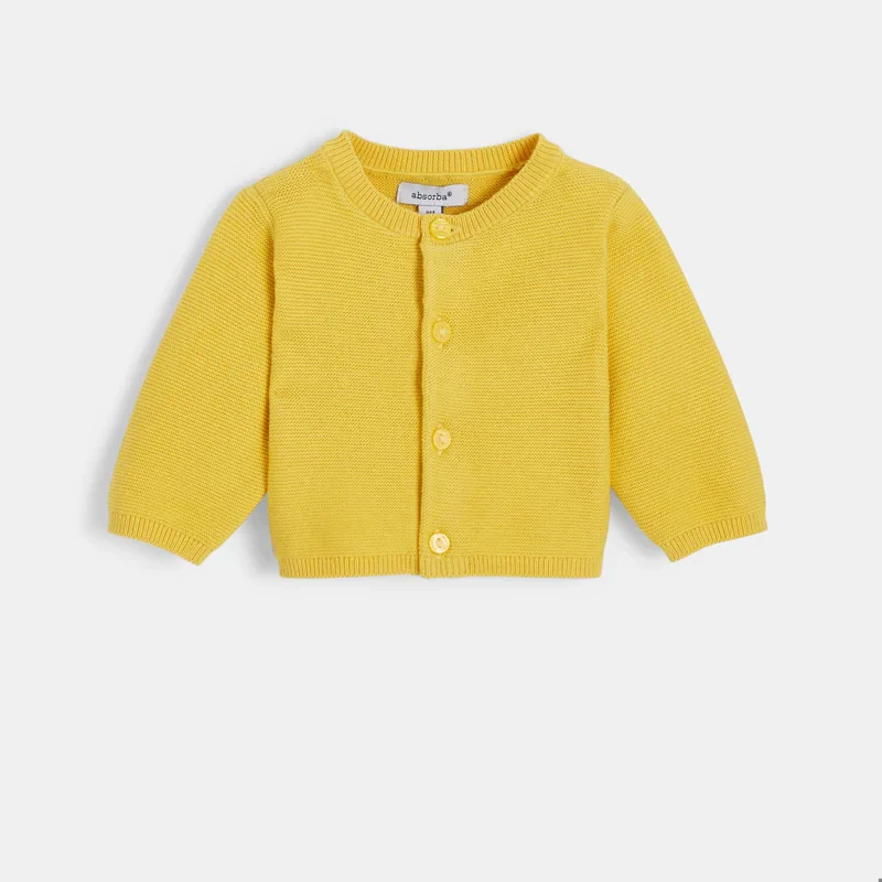 Cardigan bébé en coton bio jaune Absorba Jaune