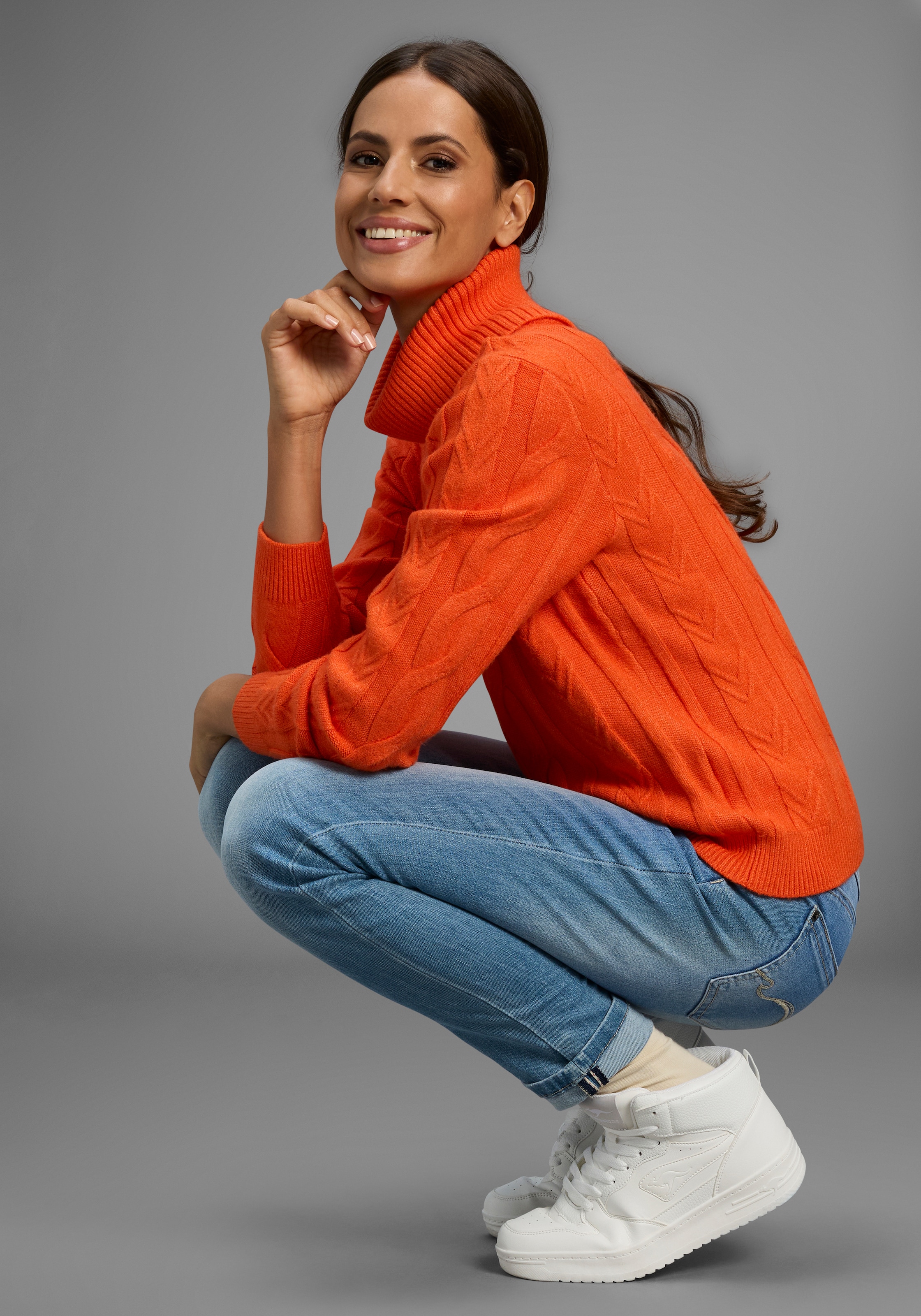 KangaROOS Rollkragenpullover , mit Zopfstrickmuster