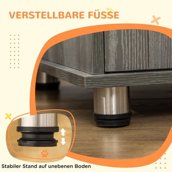 Hundebur til hjemmet, hundebur, innendørs hundekennel med lås, magnetisk dør, hundehus med vindu, hundeboks for små og mellomstore hunder, grå, 85 x 5