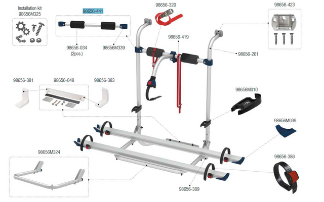 Fiamma Tragestruktur vorne passend für Carry Bike Caravan Hobby - Fiamma Ersatzteilnummer 98656-441
