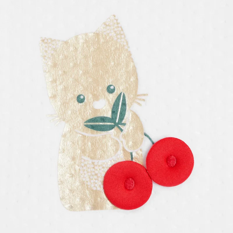 Dors-bien velours chaton et cerise blanc bébé fille Blanc