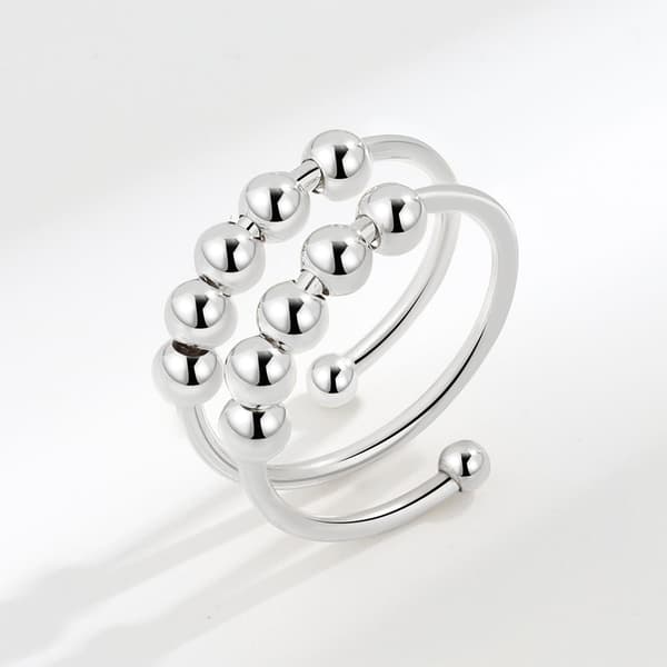 INF Justerbar kobber antistressring, 3-pakning Sølv