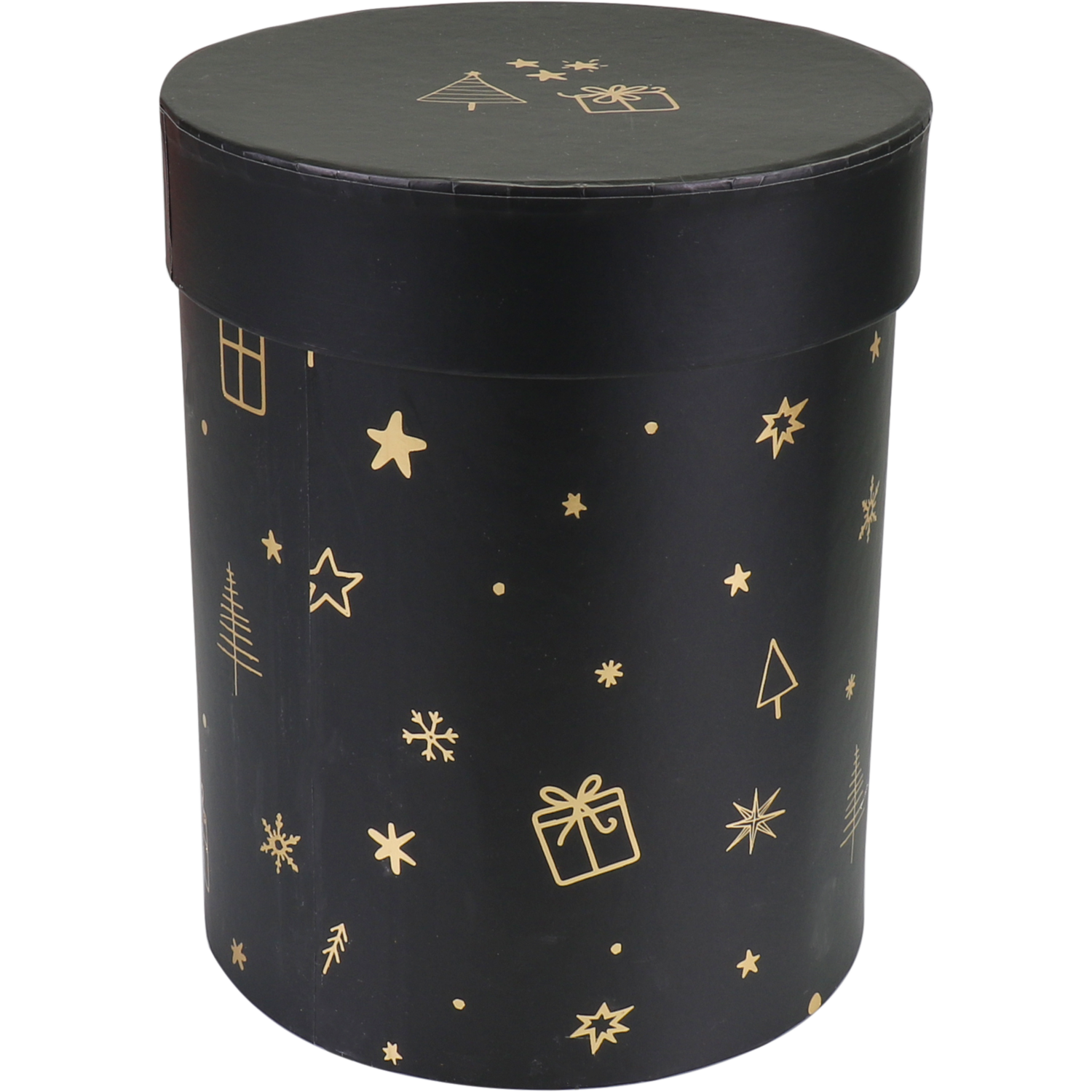 Geschenkdoos, Christmas, karton, 17cm, Ø13cm, Kerstmis, zwart/goud